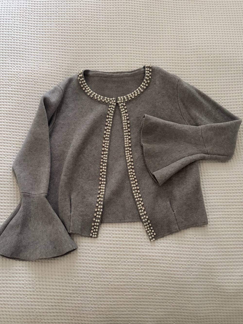 Thick Knit Cardigan with Diamanté Detail